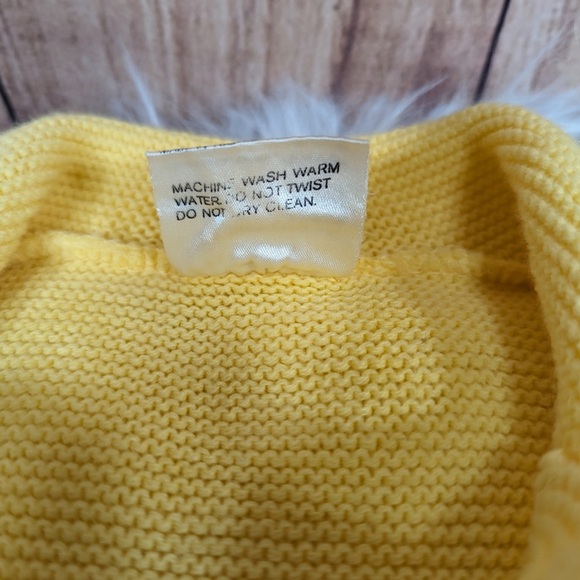 Vintage Kmart Yellow Knit One Piece Hooded Baby Romper Footed Sweater 12 months - Picture 4 of 5